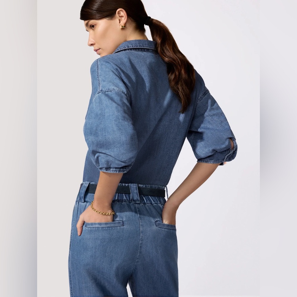 NEW Brochu Walker The Kate Denim Shirt Atlantic Wash XS Blouson Sleeve - Picture 4 of 7